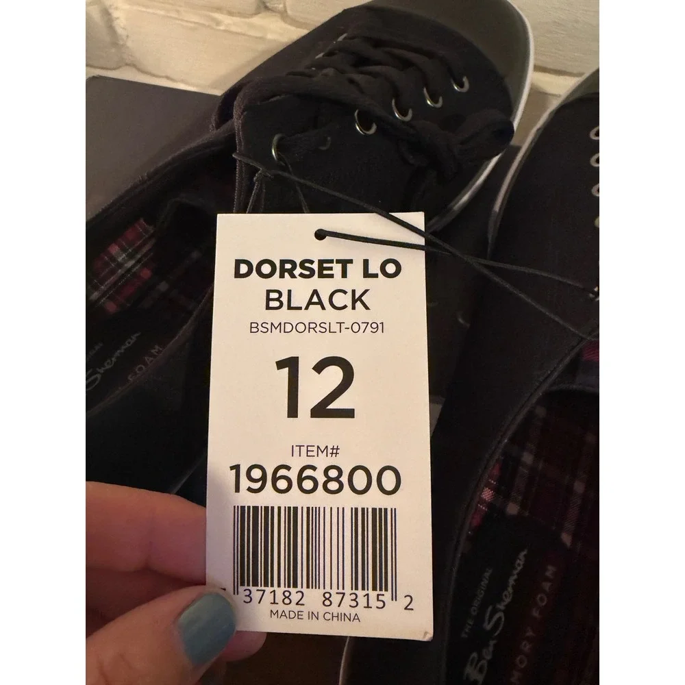 NWT Ben Sherman Mens Dorset Lo Black Canvas Sneakers Memory Foam •12• Streetwear